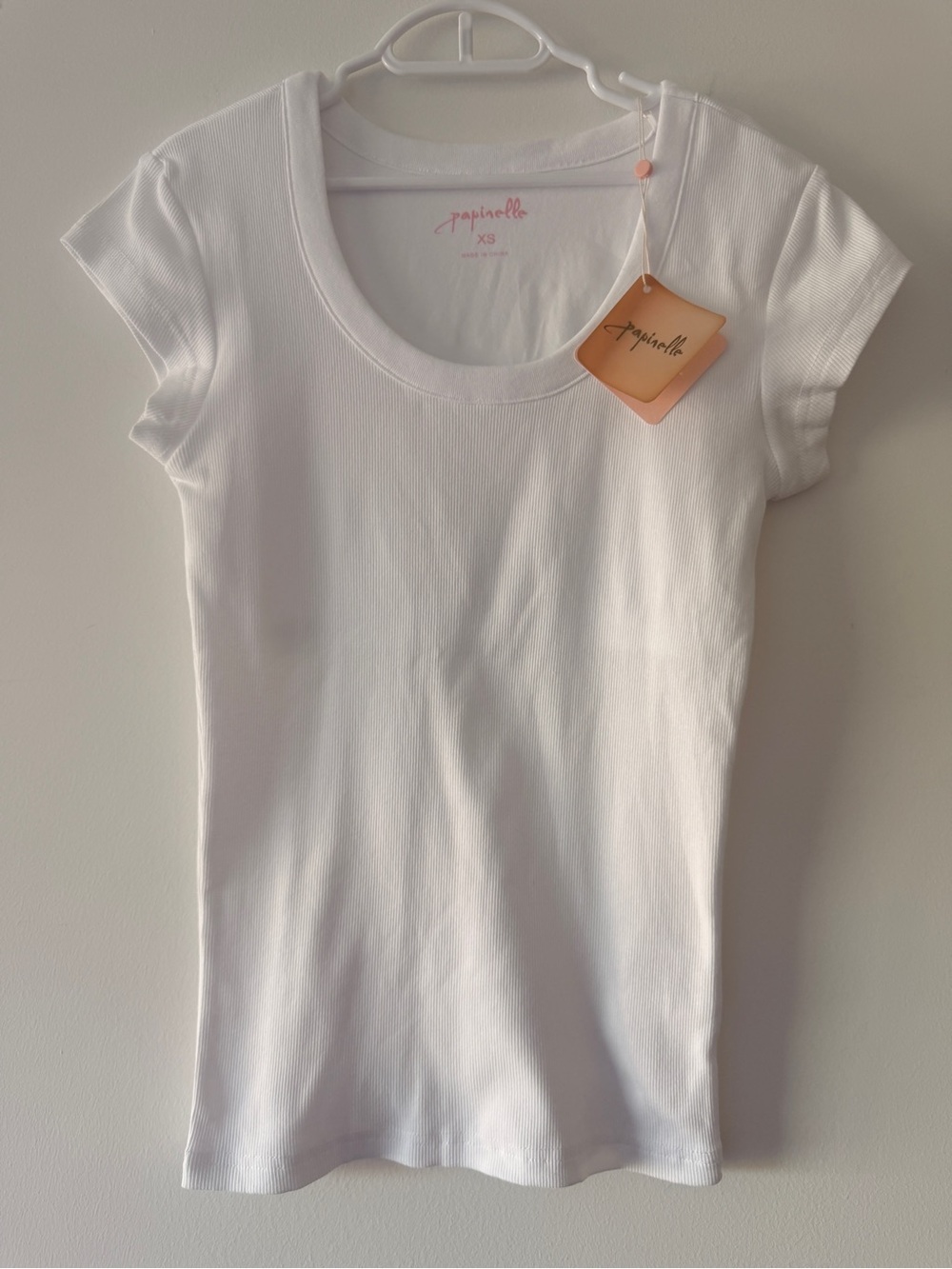 Nordstrom Papinelle Milla Ribbed Shelf Bra White T-Shirt Loungewear Size XS